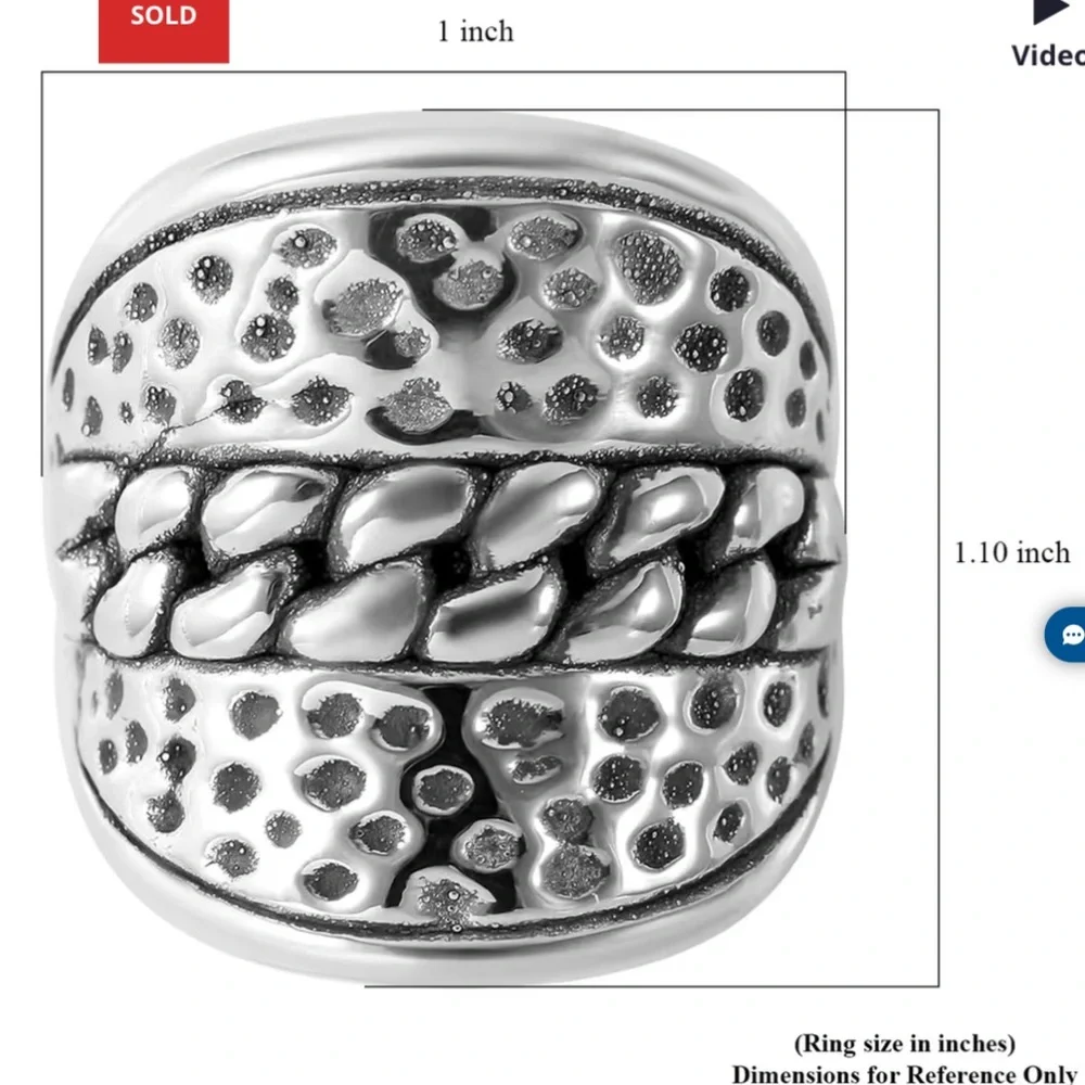 Dotted and Curb Ring in Sterling Silver 6 Grams
